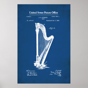Affiche Brevet américain - Harpe