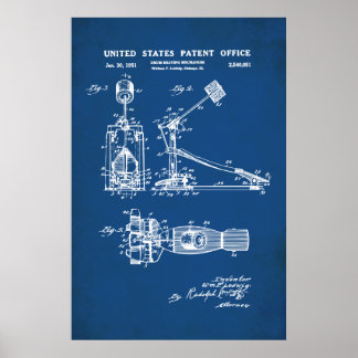 Affiche Brevet américain - Pédale de grosse caisse