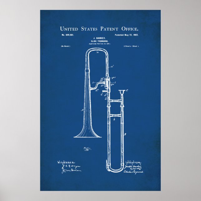 Affiche Brevet américain - Trombone (Devant)