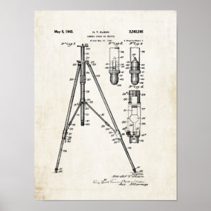 Affiche Brevet Camera Tripod Imprimer 1942
