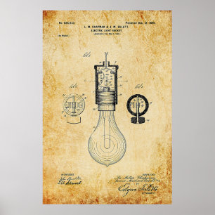 Affiche Brevet d'ampoule vintage