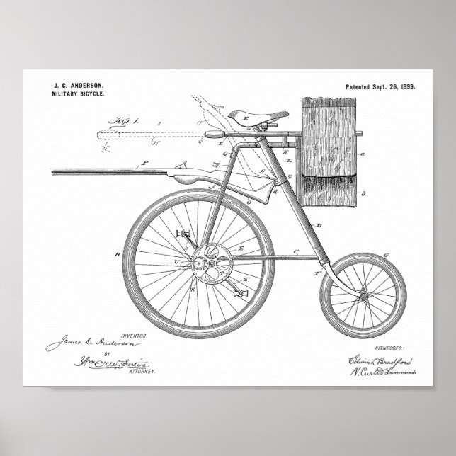 Affiche Brevet d'art de 1899 pour bicyclette militaire Imp (Devant)