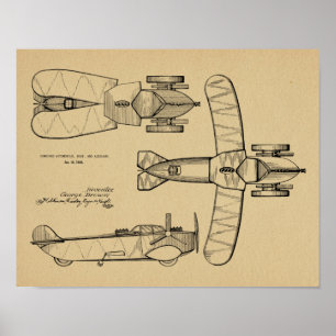 Affiche Brevet d'avion de la voiture volante 1935 Imprimer