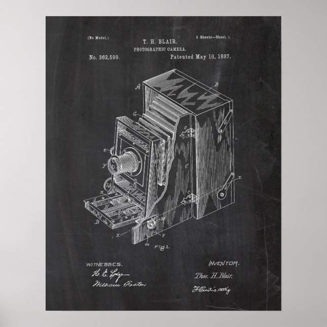 Affiche Brevet de caméra rétro (Devant)