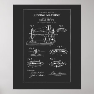 Affiche Brevet de machine à coudre Blueprint