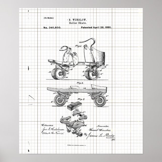 Affiche Brevet de patinage à rouleaux vintage (Devant)