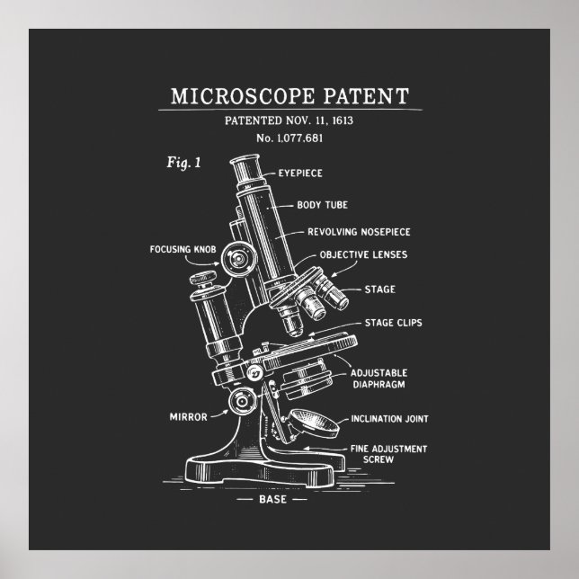 Affiche Brevet de plan de microscope (Devant)