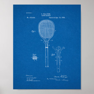 Affiche Brevet de raquette de tennis - Plan directeur