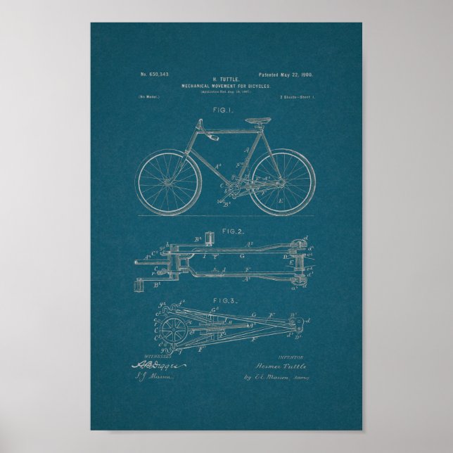 Affiche Brevet de vélo Vintage 1900 Imprimer Plan directeu (Devant)
