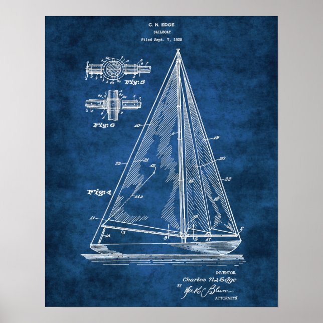 Affiche Brevet de voilier de Décor Nautique Marine No 5 (Devant)