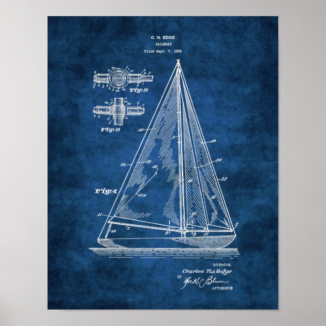 Affiche Brevet de voilier de Décor Nautique Marine No 5 (Devant)