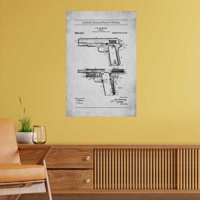 Affiche Brevet US - Browning M1911 (Salon 2)