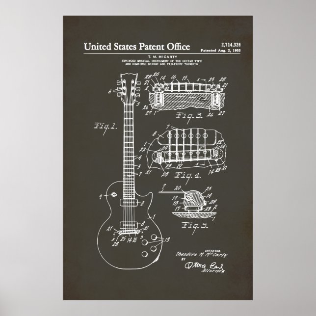 Affiche Brevet US - Guitare acoustique (Devant)