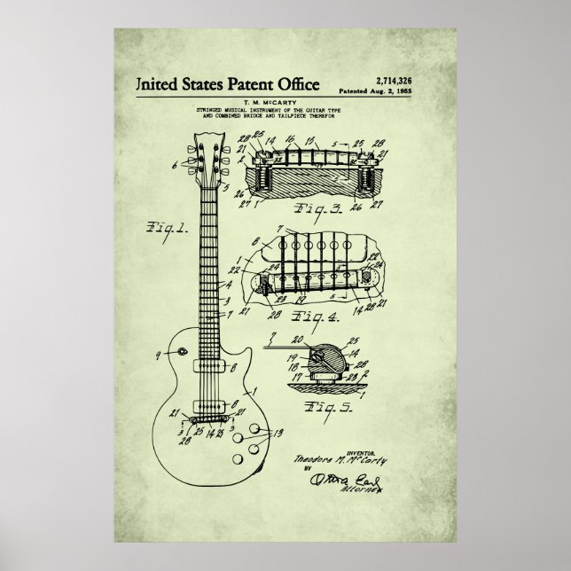 Affiche Brevet US - Guitare acoustique (Devant)