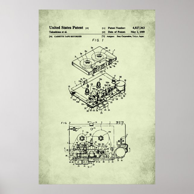 Affiche Brevet US - Lecteur Cassette (Devant)