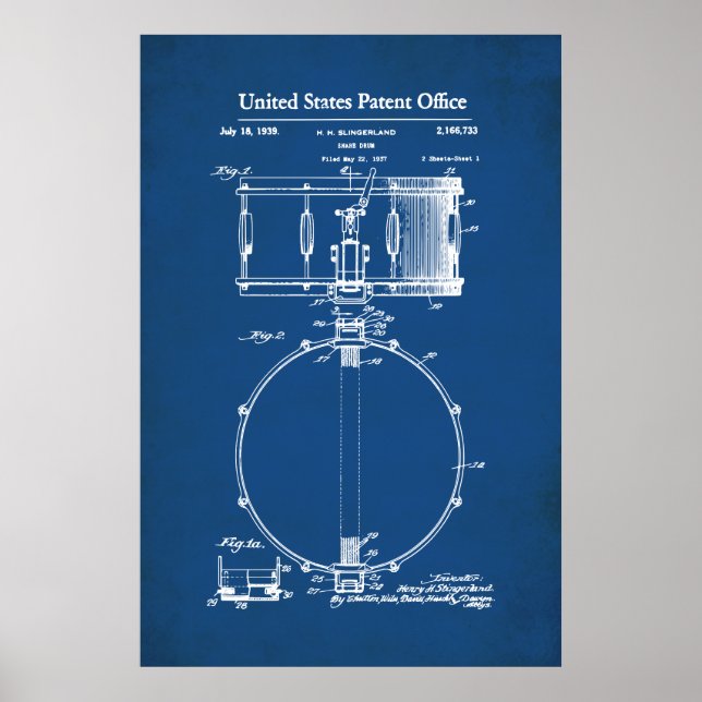 Affiche Brevet US - Snare Drum (Devant)