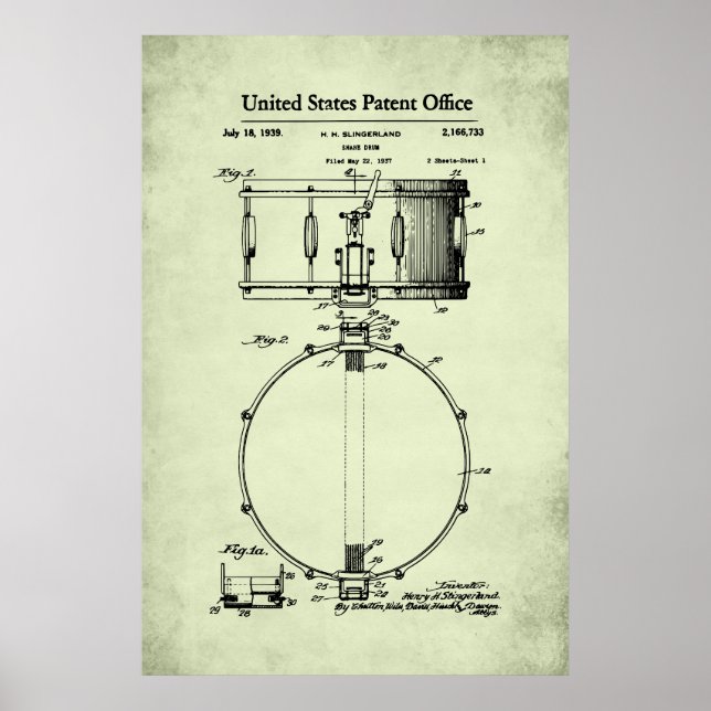 Affiche Brevet US - Snare Drum (Devant)