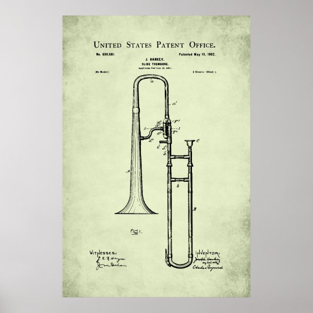 Affiche Brevet US - Trombone (Devant)