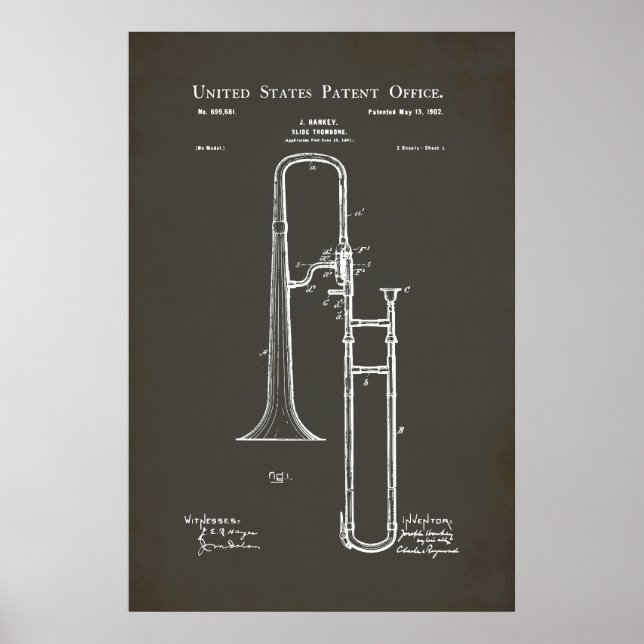 Affiche Brevet US - Trombone (Devant)