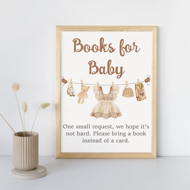 Affiche Brewing Coffee Baby Shower Books for Baby Sign (Coffee Little Bean Clothesline Baby Shower Books for Baby Sign)