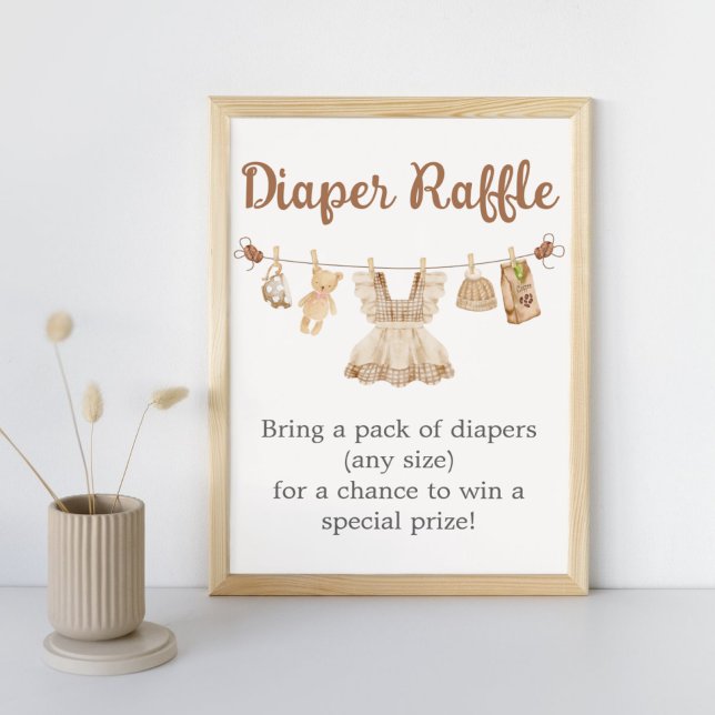 Affiche Brewing Coffee Baby Shower Diaper Raffle Sign (Coffee Little Bean Clothesline Baby Shower Diaper Raffle Sign)