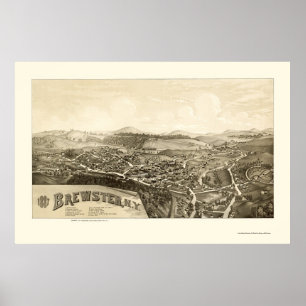 Affiche Brewster, carte panoramique de NY - 1887