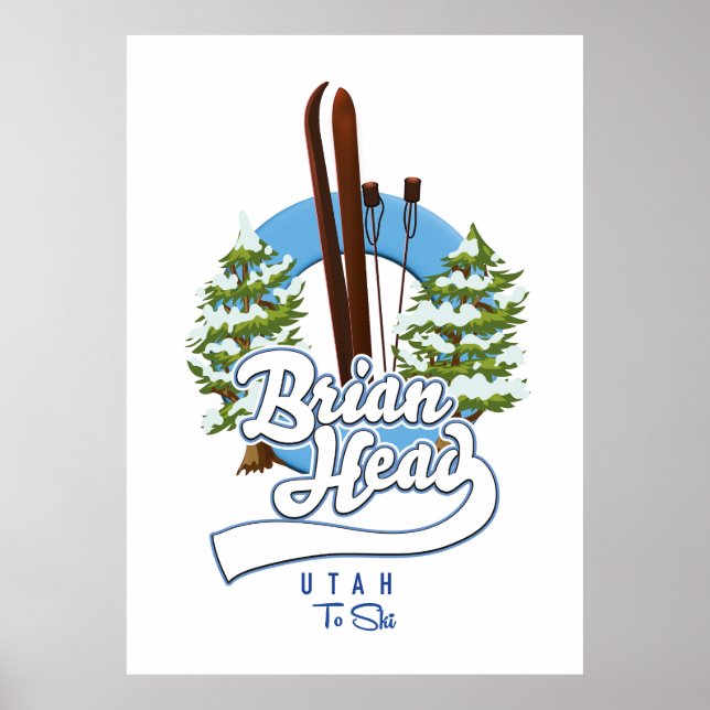 Affiche Brian Head Utah pour skier logo (Devant)