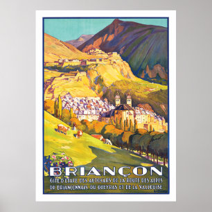 Affiche Briançon, Belle Ville en Alpes Françaises, France
