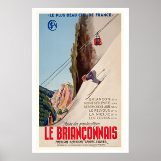 Affiche Briançon France Route des Grandes Alpes Vintage