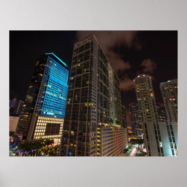 Affiche Brickell Ave Miami Floride Soirée dans la ville (Devant)