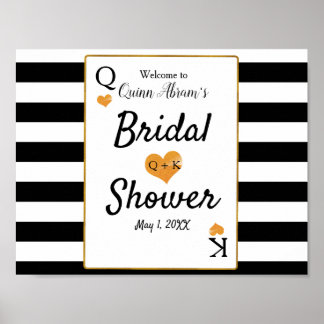 Affiche Bridal Shower Black & White Stripes King & Queen