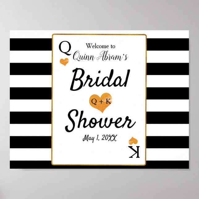 Affiche Bridal Shower Black & White Stripes King & Queen (Devant)