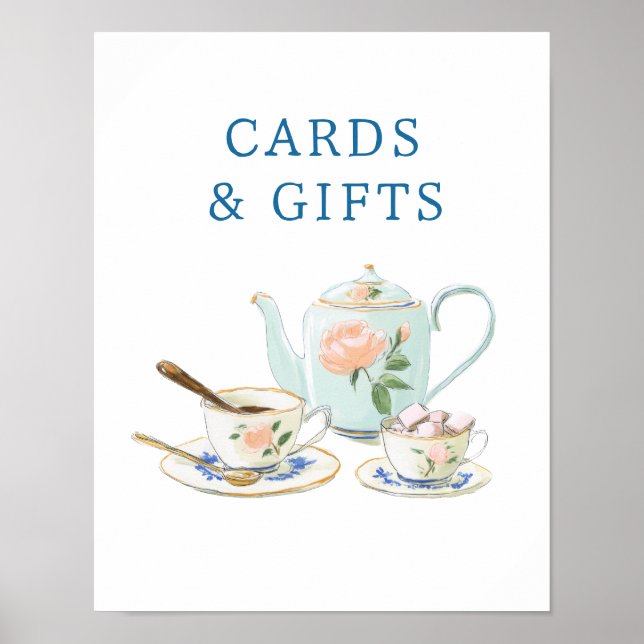 Affiche Bridal Shower Tea Party Cards & Gifts Sign (Devant)