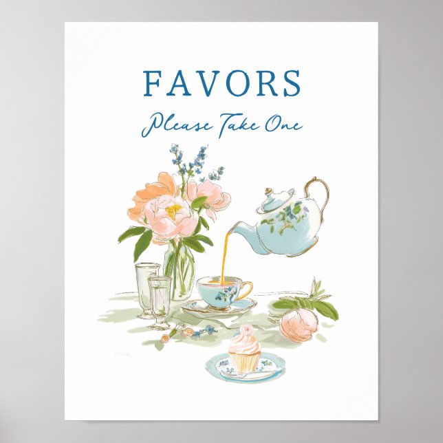 Affiche Bridal Shower Tea Party Favors Sign (Devant)