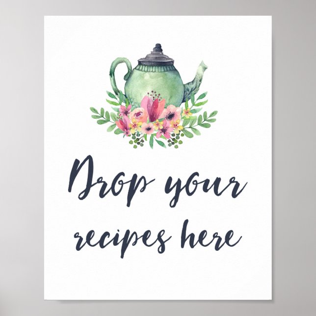 Affiche Bridal Shower Tea Party Recipes Sign (Devant)