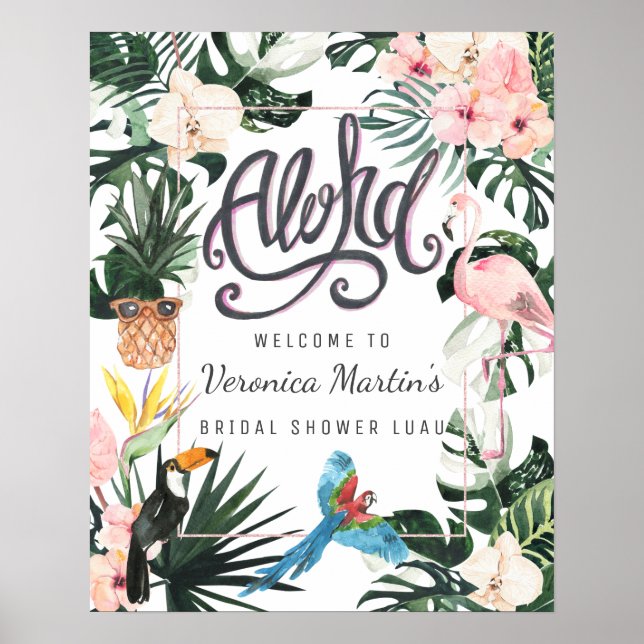 Affiche Bridal Shower Welcome Sign | Tropical Chic (Devant)