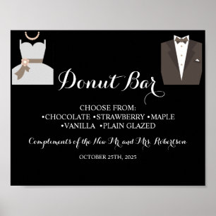 Affiche Bride & Groom Donut Bar Bridal Shower Wedding Sign