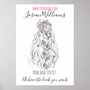 Affiche Bride Wavy Braid cheveux floral Hairstyling marque