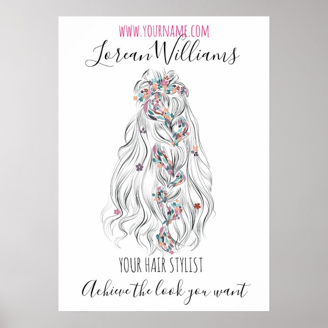 Affiche Bride Wavy Braid cheveux floral Hairstyling marque (Devant)