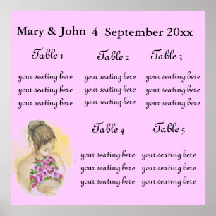 Affiche BRIDE Wedding seating chart.