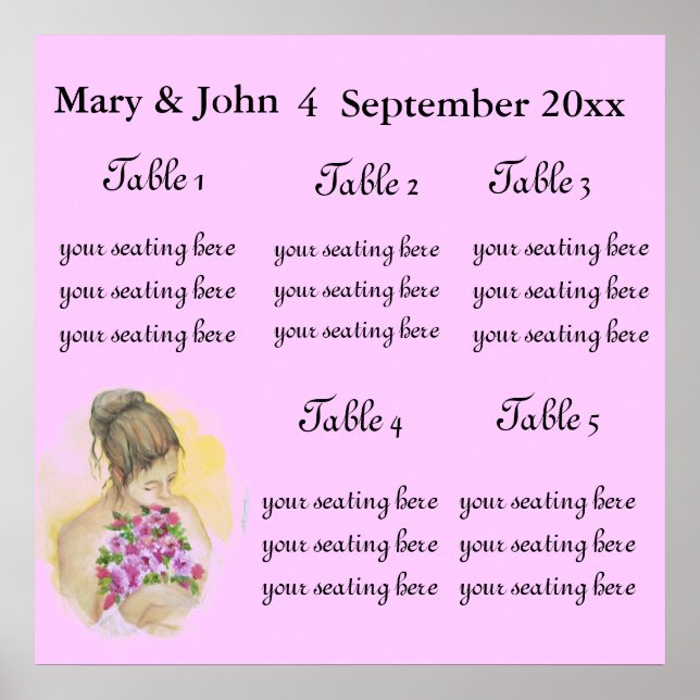 Affiche BRIDE  Wedding  seating chart. (Devant)