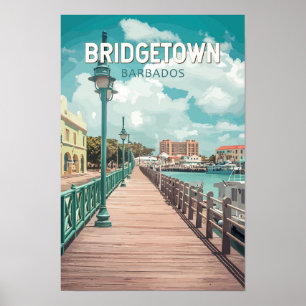 Affiche Bridgetown Barbade Illustration Art de Voyage Rétr