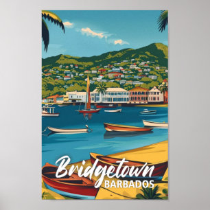 Affiche Bridgetown Barbade Vintage célèbre Travel Place
