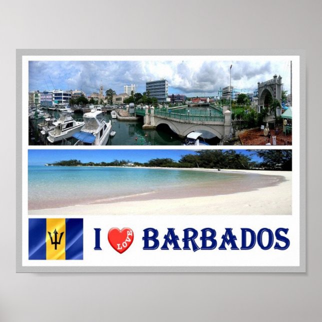 Affiche Bridgetown - Barbados - - Downtown - I Love - (Devant)
