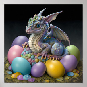 Affiche Bright and ColorFul Easter Dragon Print
