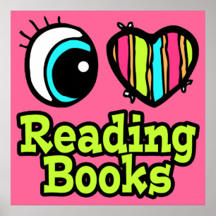 Affiche Bright Eye Heart I Love Lecture Livres