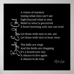 Affiche Bright Eyed Girl Inspirational Poem Poem Wall Post
