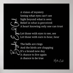 Affiche Bright Eyed Girl Inspirational Poem Poem Wall Post