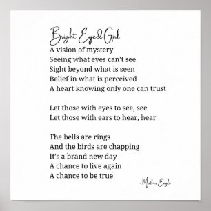 Affiche Bright Eyed Girl Inspirational Poem Wall Art