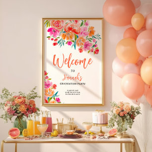 Affiche Bright Floral Gras Peint À La Main Accueil Graduat